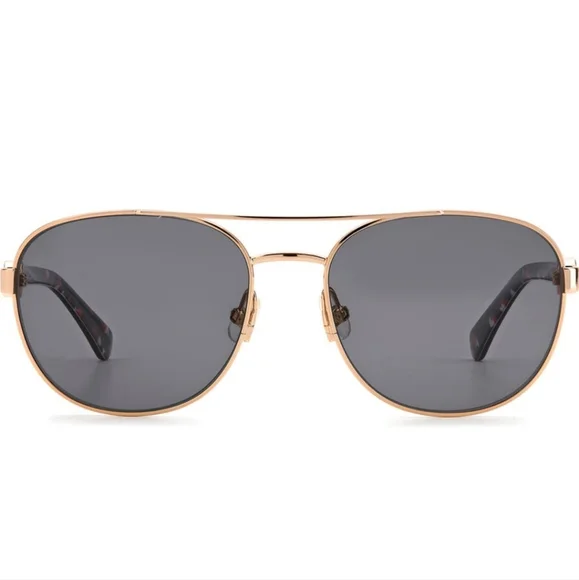 Kate Spade Raglan Aviator Sunglasses Gold Tone Designer Luxury Celebrity #136 - Picture 2 of 10